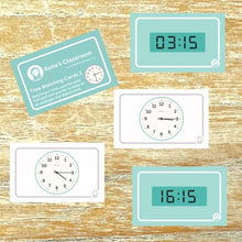 Load image into Gallery viewer, Time Matching Cards 2 - o&#39;clock, quarter past, half past and quarter to time on an analogue and digital clock.
