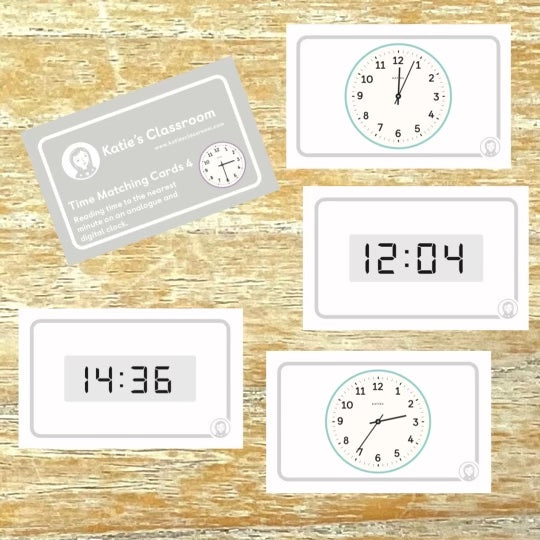 Time Matching Cards 4 - reading time to the nearest minute on an analogue and digital clock.