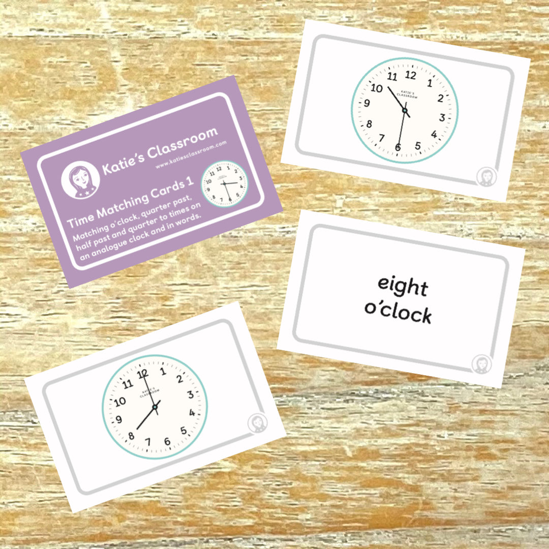 Time Matching Cards 1 - o'clock, quarter past, half past and quarter to.